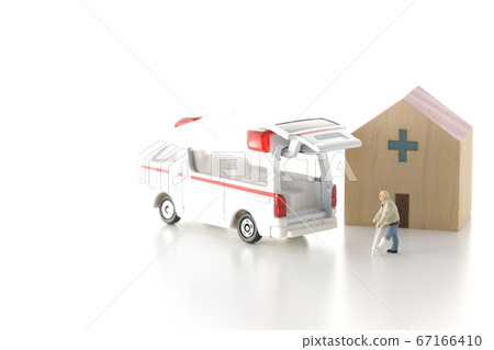 Image cut of a hospital discharge or transfer to a white background 67166410