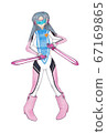 Female swordsman (retro future style) 67169865