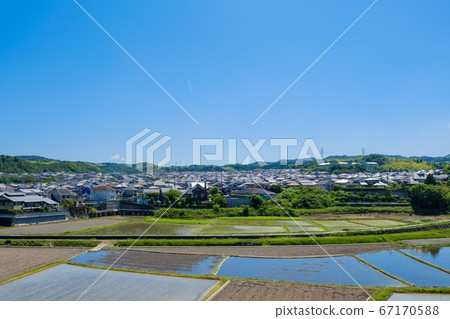 Blue sky and rural residential area, Minamikamodai, Kizugawa city Blue sky and rural residential area, Minamikamodai, Kizugawa city 67170588