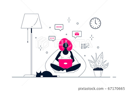 Young black woman with laptop sitting in chair bag Young black woman with laptop sitting in chair bag 67170665