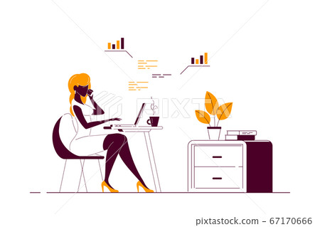 Young woman working on computer in office Young woman working on computer in office 67170666