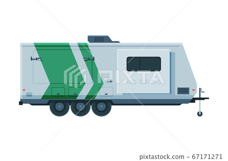 Travel Trailer, Mobile Home for Summer Trip, Family Tourism and Vacation Flat Vector Illustration 67171271