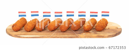 Brown crusty dutch kroketten on a serving tray 67172353