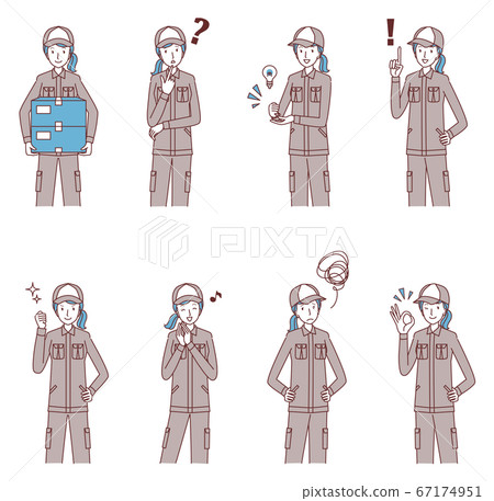 Young female worker variation set 67174951