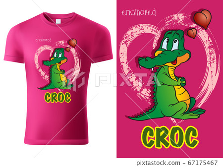 T-shirt Design with Green Cartoon Croc T-shirt Design with Green Cartoon Croc 67175467