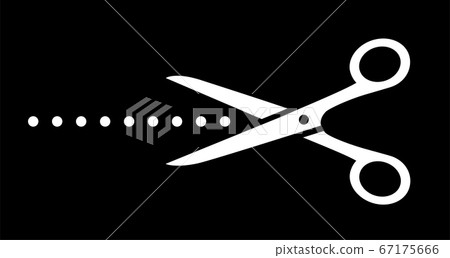 white scissors cutting points line on black background 67175666