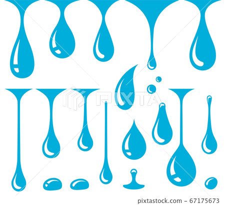 falling blue water drops set icons and bubbles 67175673
