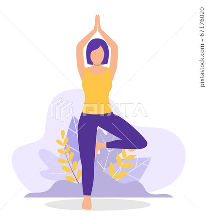 Young woman doing yoga workout. 67176020