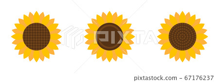 Set of colorful Sunflowers. Flat icons. Vector illustration. Flat icon. Isolated elements on white background. Great for the design of banners, decoration, logo, label, stickers, cards, textiles, etc. 67176237
