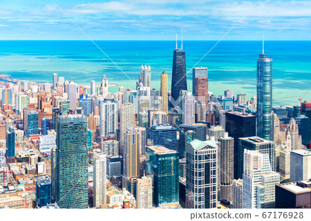 Chicago skyline. Cityscape of downtown, aerial panorama, Illinois, USA Chicago skyline. Cityscape of downtown, aerial panorama, Illinois, USA 67176928