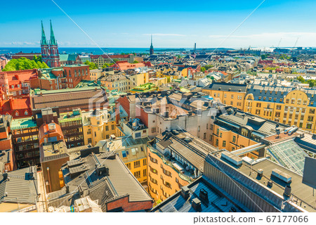 Panoramic view of Helsinki on a sunny, summer day, Finland 67177066