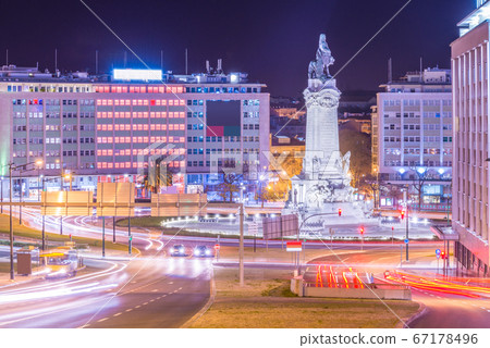 Night view of the Marquis of Pombal Square in Lisbon, Portugal Night view of the Marquis of Pombal Square in Lisbon, Portugal 67178496