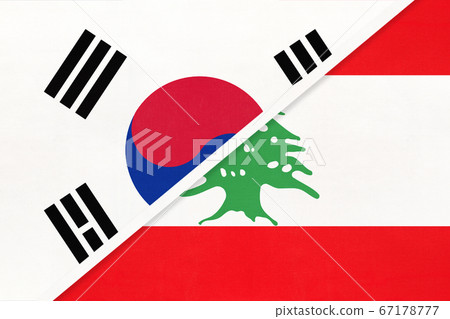 South Korea and Lebanon, symbol of national flags 67178777