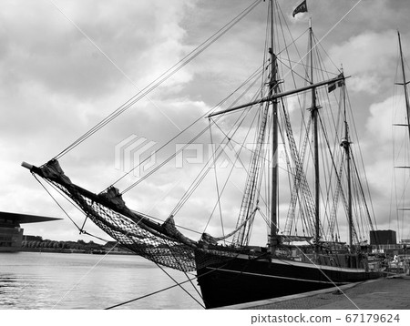 Vintage sail ship in port Vintage sail ship in port 67179624