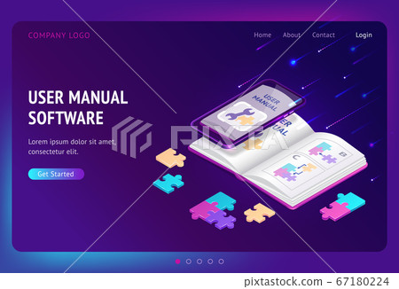 User manual software isometric landing, web banner 67180224