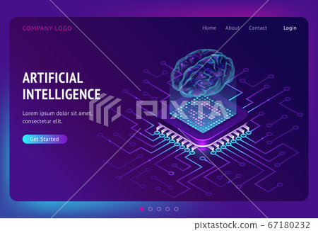 Artificial intelligence ai isometric landing page - Stock Illustration ...