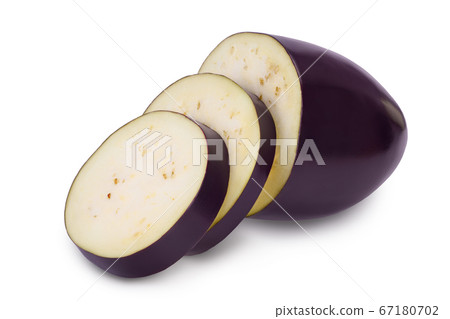 Eggplant or aubergine isolated on white background with clipping path and full depth of field 67180702