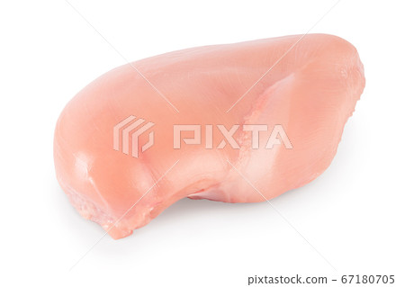 Fresh chicken fillet isolated on white background with clipping path and full depth of field. 67180705