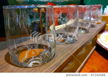 Set of empty beer glasses. Selective focus. 67182088