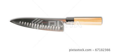 Traditional Japanese gyuto chief knife isolated on Traditional Japanese gyuto chief knife isolated on 67182366