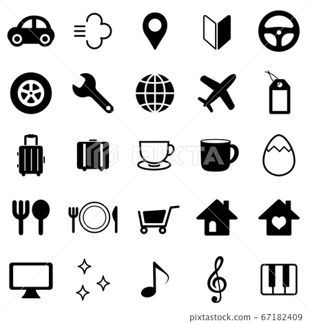 Black and white hobby icon set 67182409