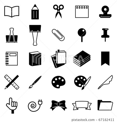 Black and white stationery icon set 67182411