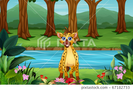 Hyena cartoon standing by the river 67182733