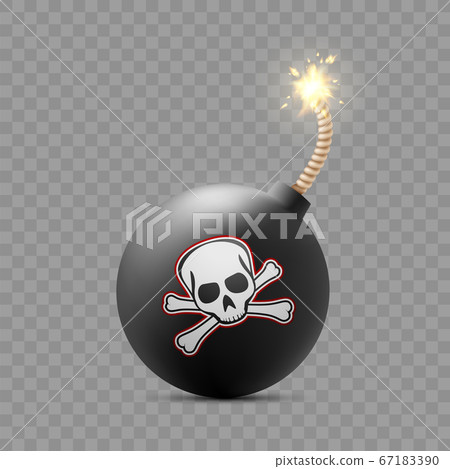 Round bomb with explosive fuse. Round bomb with explosive fuse. 67183390