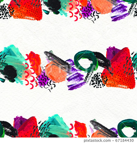Seamless pattern made by hand drawn paint strokes. 67184430