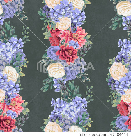 Watercolor floral seamless pattern. Hand painted flowers, greeting card template or wrapping paper Watercolor floral seamless pattern. Hand painted flowers, greeting card template or wrapping paper 67184444