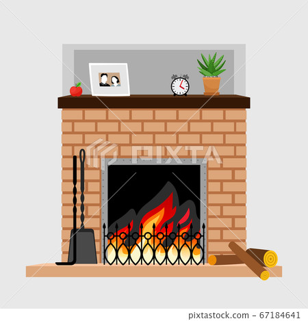 Cartoon home fireplace 67184641