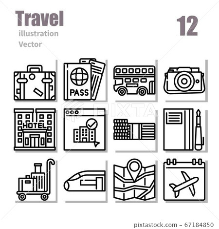 Travel icons Outline symbol, vector and illustration set 1 Travel icons Outline symbol, vector and illustration set 1 67184850
