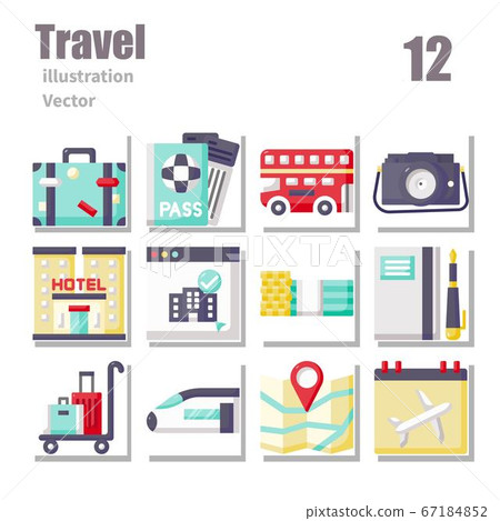 Travel icons Flat symbol, vector and illustration set 1 Travel icons Flat symbol, vector and illustration set 1 67184852
