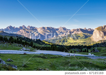 Panorama of the Alpes at Canazei in Dolomites, Panorama of the Alpes at Canazei in Dolomites, 67185169