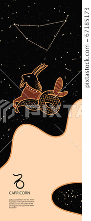 Zodiac background. Constellation Capricorn. Antique style. Vertical banner. 67185173