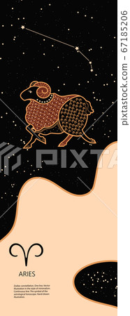 Zodiac background. Constellation Aries. Antique style. Vertical banner. Zodiac background. Constellation Aries. Antique style. Vertical banner. 67185206