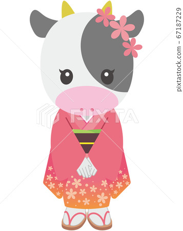 可愛的牛女孩穿著fur 67187229