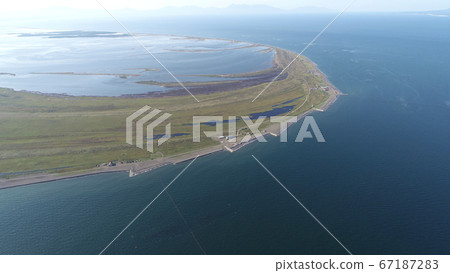 Notsuke Peninsula drone aerial view 67187283