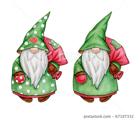 Christmas cute gnome  cartoons, isolated on white. 67187332