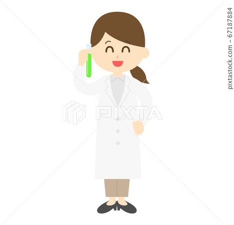 一位科學家與試管的插圖 67187884