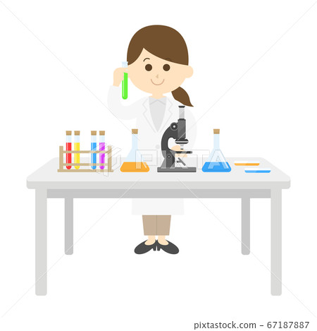 一位女科學家實驗的插圖 67187887