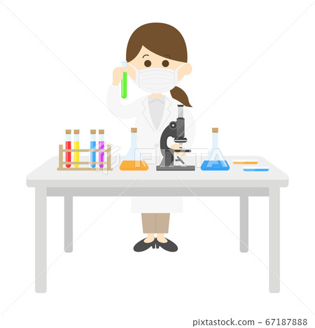 一位女科學家實驗的插圖 67187888