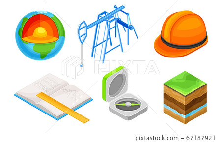 Geology Measurement Instruments with Soil Cross Section Vector Set 67187921