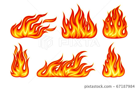 Tongues of Bright Flame Flickering Isolated on White Background Vector Set Tongues of Bright Flame Flickering Isolated on White Background Vector Set 67187984
