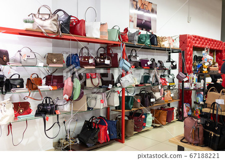 haberdashery store with women's handbags on display cases haberdashery store with women's handbags on display cases 67188221