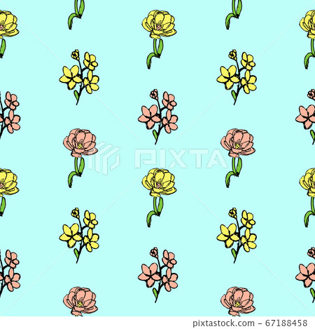 Hand drawn flower seamless pattern background. - Stock Illustration ...