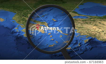 Athens city found on the map, 3d rendering Athens city found on the map, 3d rendering 67188963