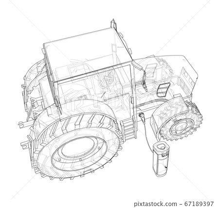 Electric Farm Tractor Charging Station Sketch Electric Farm Tractor Charging Station Sketch 67189397