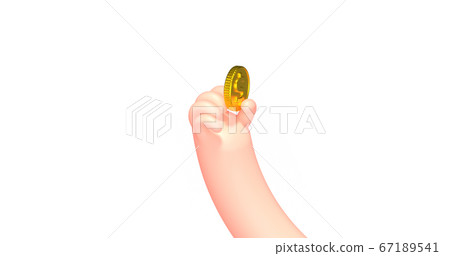 3d illustration cartoon hand give golden dollar - Stock Illustration ...