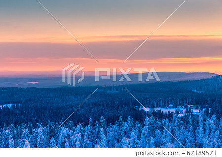 Winter landscape from Sotkamo, Finland. 67189571